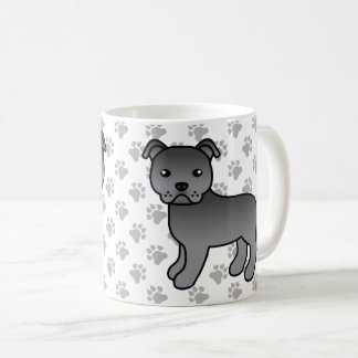 Blue Staffordshire Bull Terrier Cute Cartoon Dog Coffee Mug