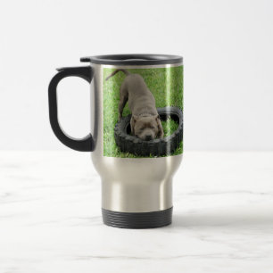 Blue Staffordshire Bull Terrier Play Time, Travel Mug