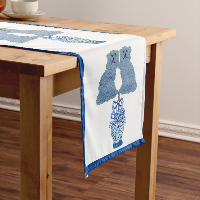 Blue Staffordshire Dogs Ginger Jar Jars Short Table Runner (In Situ)