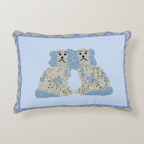 Blue Staffordshire Dogs Ginger Jars Breakfast  Accent Pillow