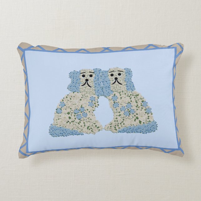 Blue Staffordshire Dogs Ginger Jars Breakfast  Accent Pillow (Front)