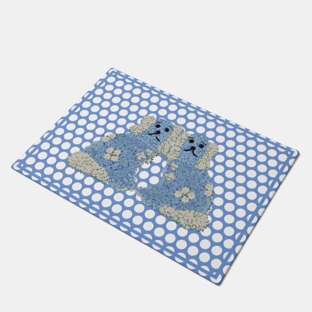 Blue Staffordshire Dogs Ginger Jars Jar Magnolia  Doormat (Angled)