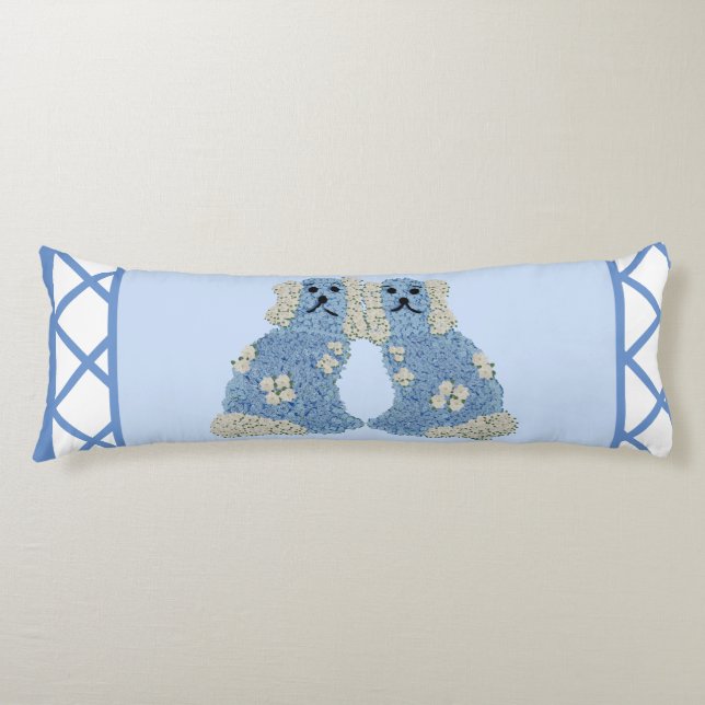 Blue Staffordshire Dogs Ginger Jars Lumbar Body Pillow (Front)