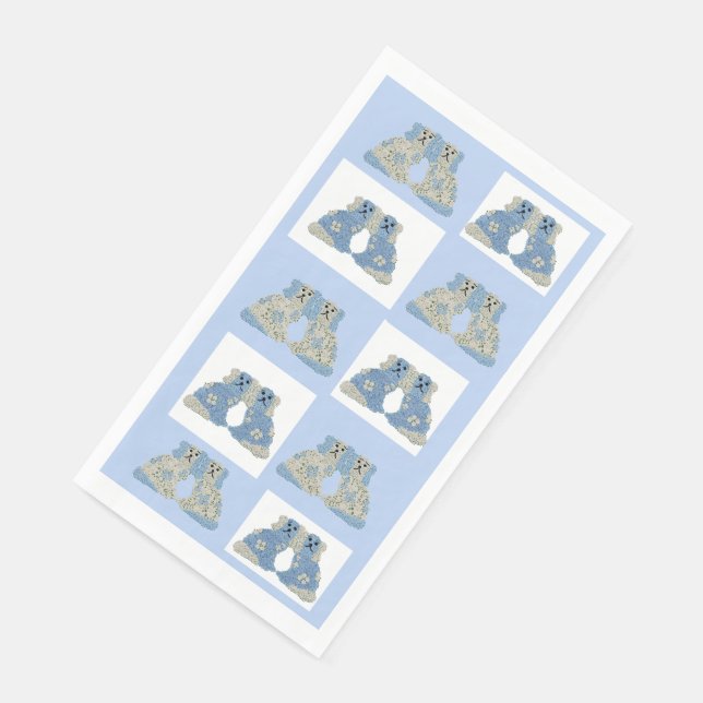 Blue Staffordshire Dogs Ginger Jars Magnolia Paper Guest Towels (Corner)