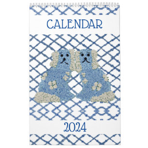 Blue Staffordshire Dogs Lattice Trellis Calendar