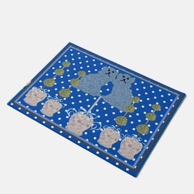 Blue Staffordshire Dogs Topiary Ginger Jars jar Doormat (Angled)