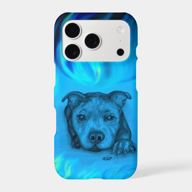 Blue Staffy Puppy Case-Mate iPhone Case (Back)