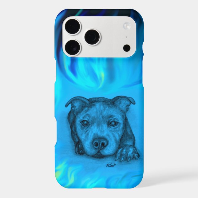 Blue Staffy Puppy Case-Mate iPhone Case (Back)