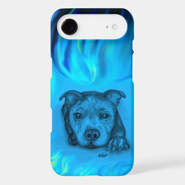 Blue Staffy Puppy Case-Mate iPhone Case (Back)