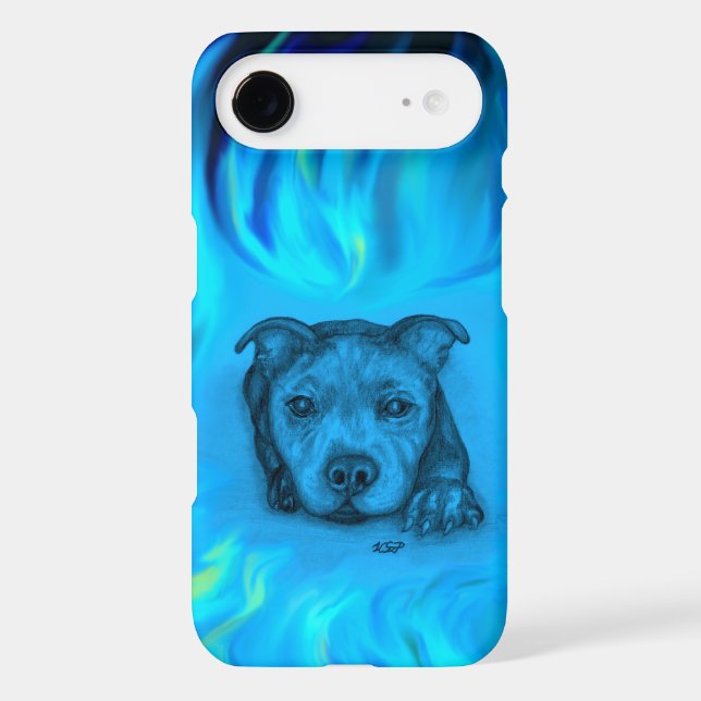 Blue Staffy Puppy iPhone Case (Back)