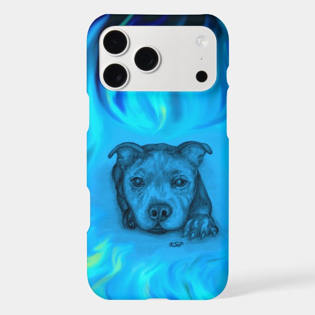 Blue Staffy Puppy iPhone Case (Back)