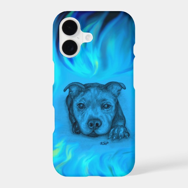 Blue Staffy Puppy iPhone Case (Back)