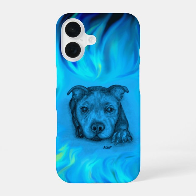 Blue Staffy Puppy iPhone Case (Back)