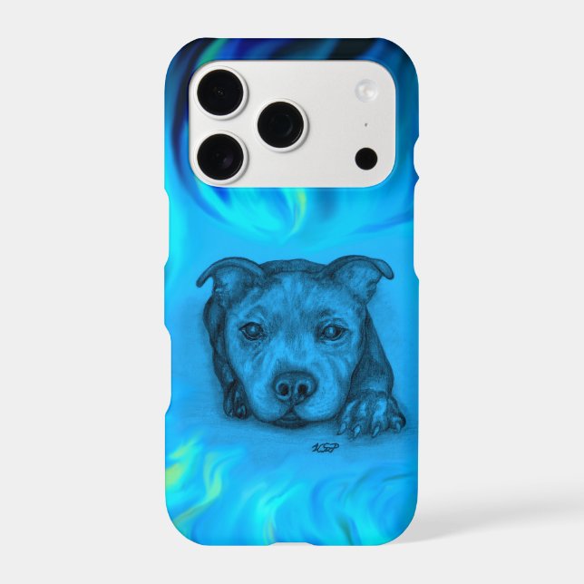 Blue Staffy Puppy iPhone Case (Back)