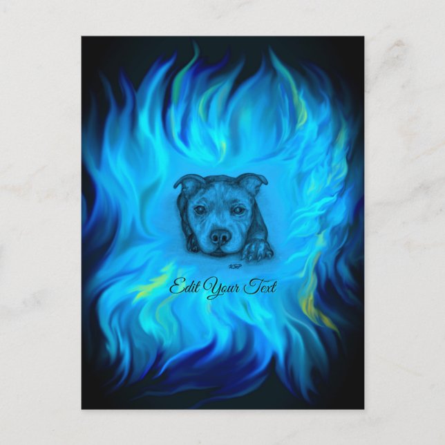 Blue Staffy Puppy Postcard (Front)