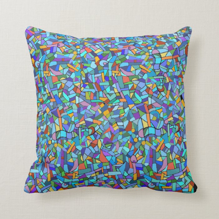 Blue Stain glass mosaic effect cushion Pillows