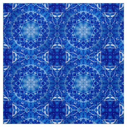 Blue Stained Glass Catherine Window Tile Pattern Fabric