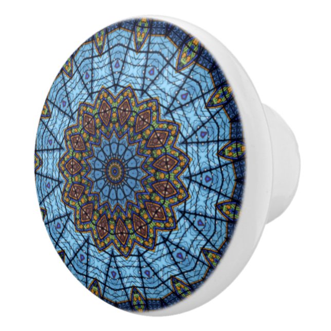 Blue Stained Glass Ceramic Drawer Cabinet Knob (Right)