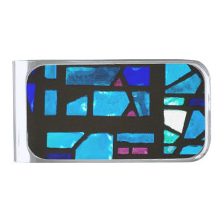 Blue Stained Glass Money Clip