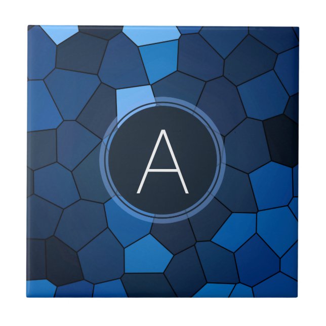 Blue Stained Glass Mosaic Ceramic Tile (Front)