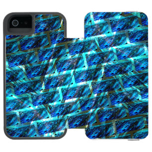 Blue stained grazed, grate or leaning brick effect iPhone SE/5/5s wallet case