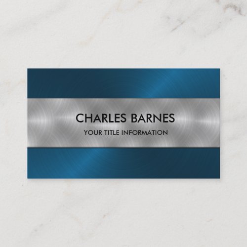 Blue Stainless Steel Business Card