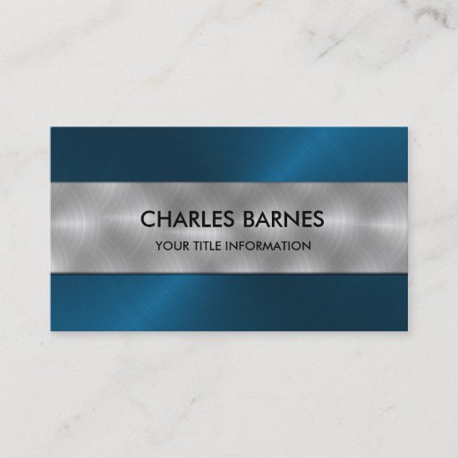 Customizable Blue Stainless Steel Business Card
