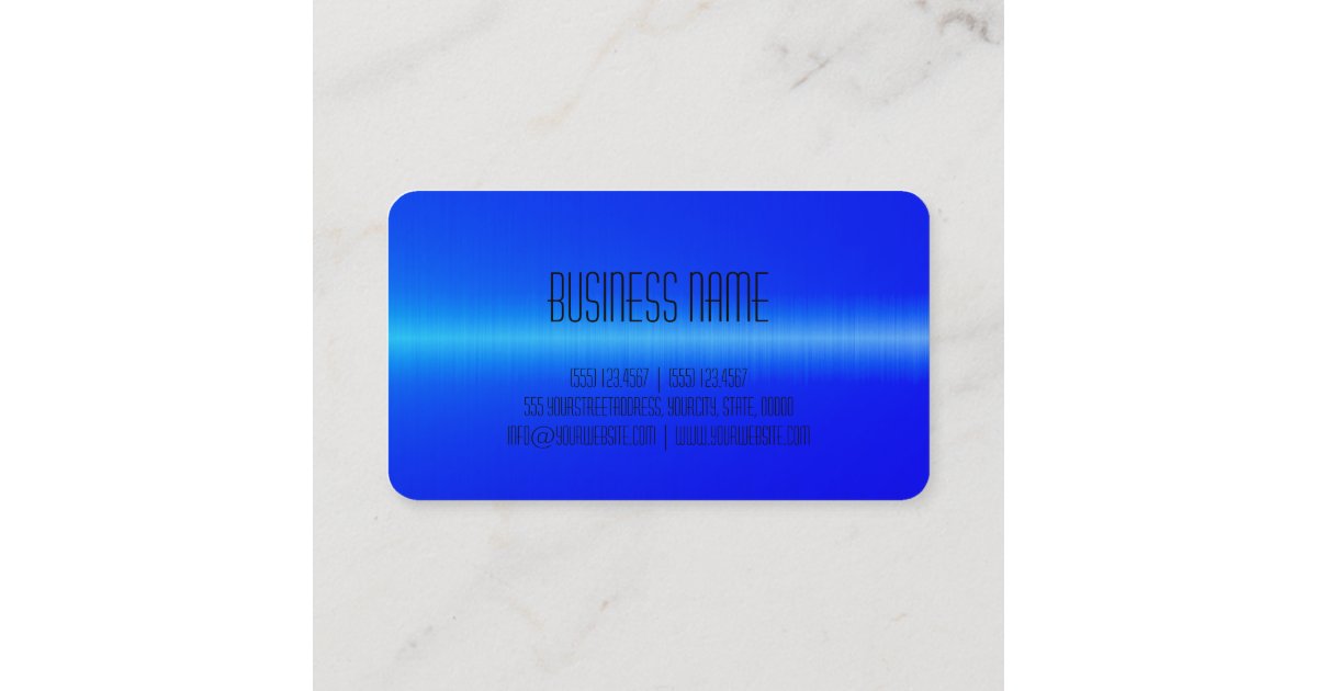 Blue Stainless Steel Metal Business Card | Zazzle