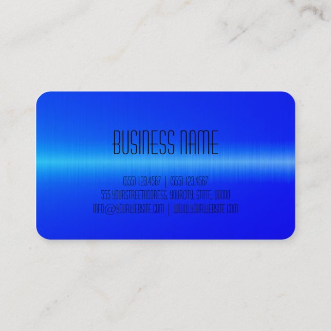 Blue Stainless Steel Metal Business Card (Back)