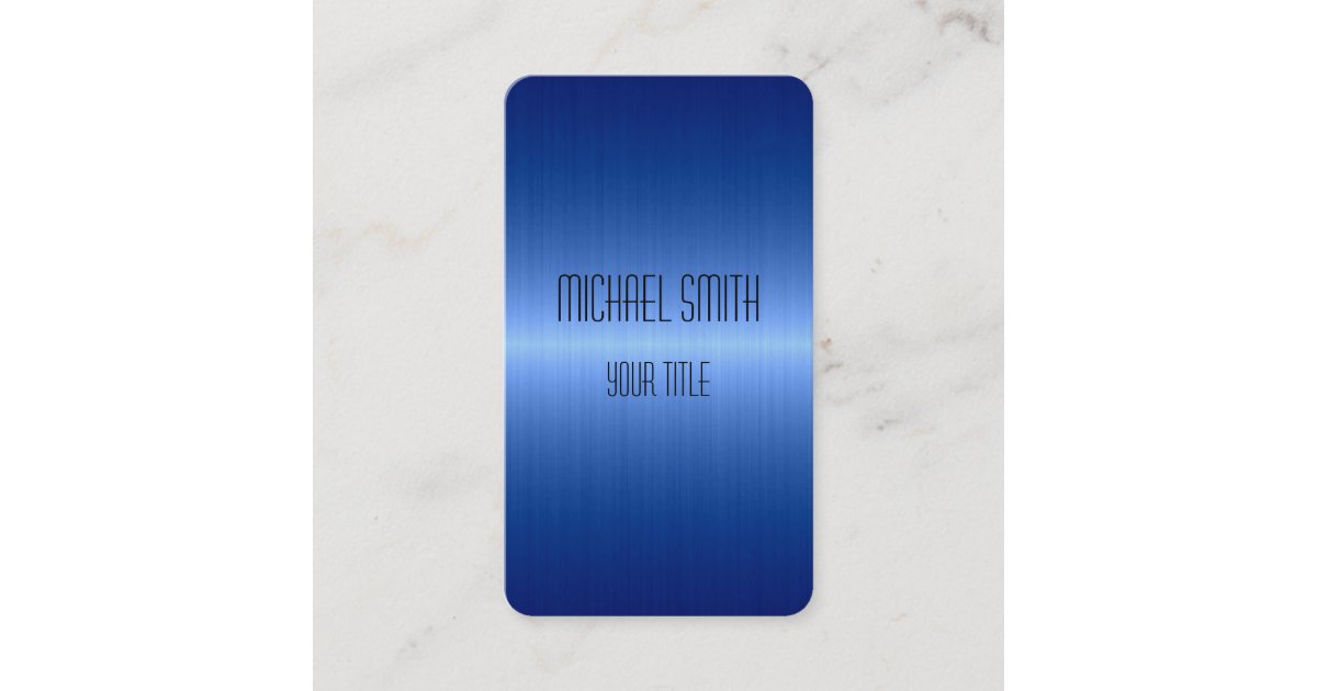 Blue Stainless Steel Metal Business Card | Zazzle