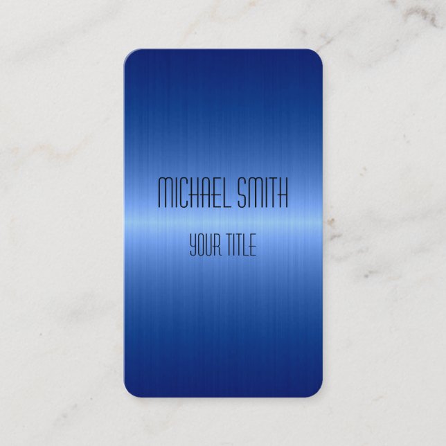 Blue Stainless Steel Metal Business Card (Front)