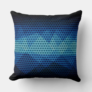 Blue Stainless Steel Metal Hole Throw Pillow