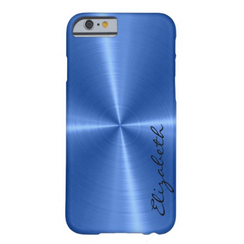 Blue Stainless Steel Metal Look Barely There iPhone 6 Case