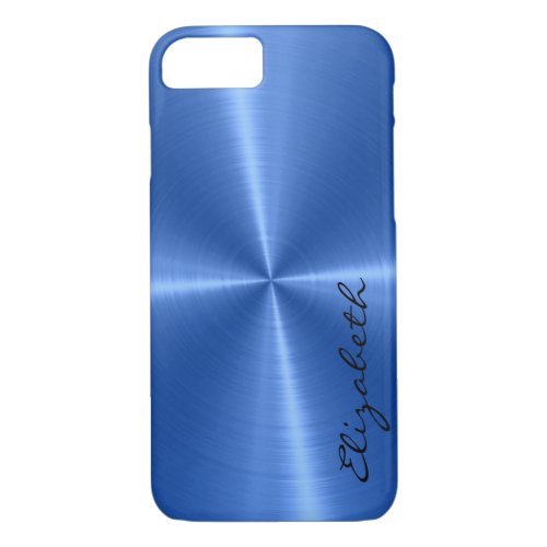 Blue Stainless Steel Metal Look iPhone 87 Case