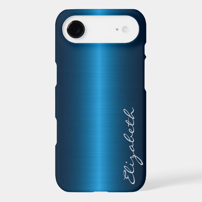 Blue Stainless Steel Metal Look Case-Mate iPhone Case (Back)