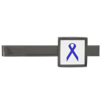 Blue Standard Ribbon by Kenneth Yoncich Gunmetal Finish Tie Clip