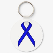 Blue Standard Ribbon by Kenneth Yoncich Keychain