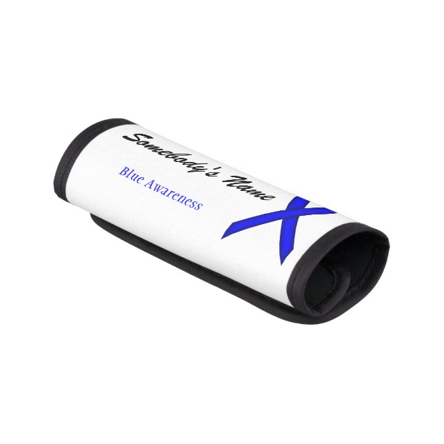 Blue Standard Ribbon by Kenneth Yoncich Luggage Handle Wrap (Angled)