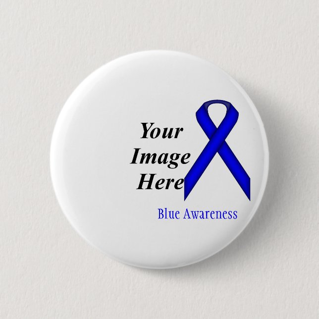 Blue Standard Ribbon by Kenneth Yoncich Pinback Button (Front)
