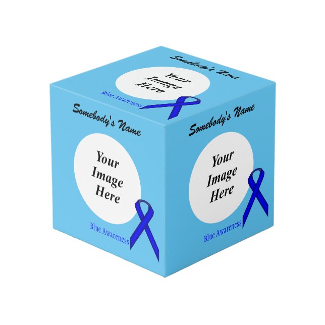 Blue Standard Ribbon Template by Kenneth Yoncich Cube (Front Angled)