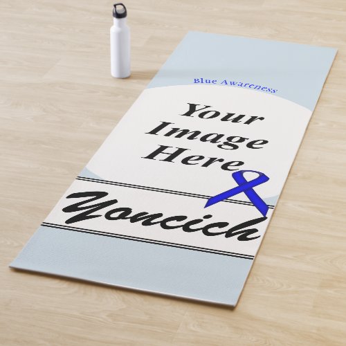 Blue Standard Ribbon Template by Kenneth Yoncich Yoga Mat