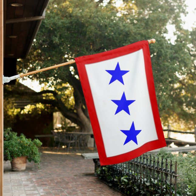 BLUE STAR (3 Serving) FAMILY House Flag (In SItu)