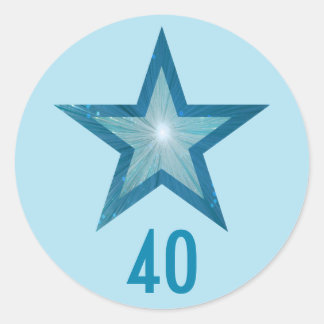 Blue Star "40" age round sticker pale blue