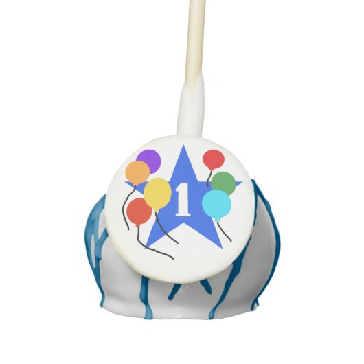 Blue Star and Balloons 1st Birthday Cake Pops (Front)