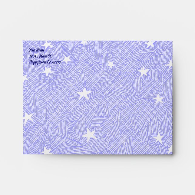 Blue Star and Night Sky Etching Custom Envelopes (Front)