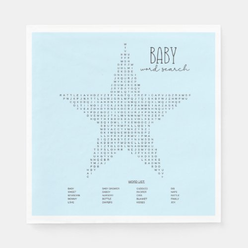 Blue Star Baby Shower Word Search Paper Napkin