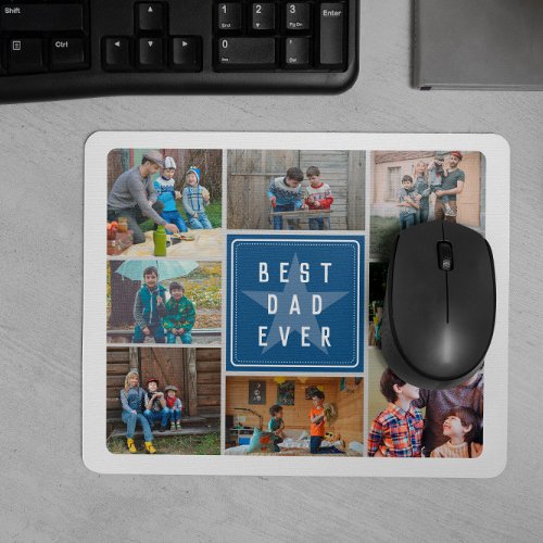 Blue Star Best Dad Ever Photo Collage Mouse Pad