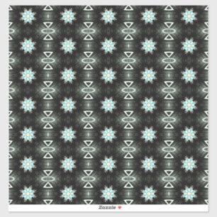 blue star-burst on black sticker
