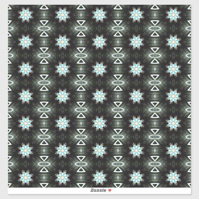 blue star-burst on black sticker (Sheet)