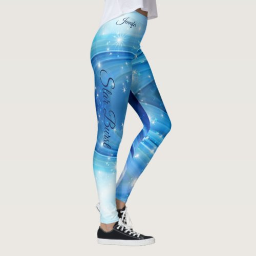 Blue Star Burst Running Leggings Exercise Pants